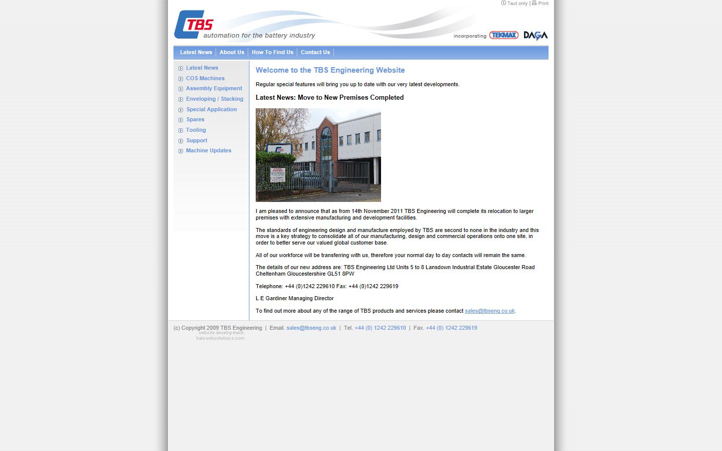 TBS Engineering Ltd Website