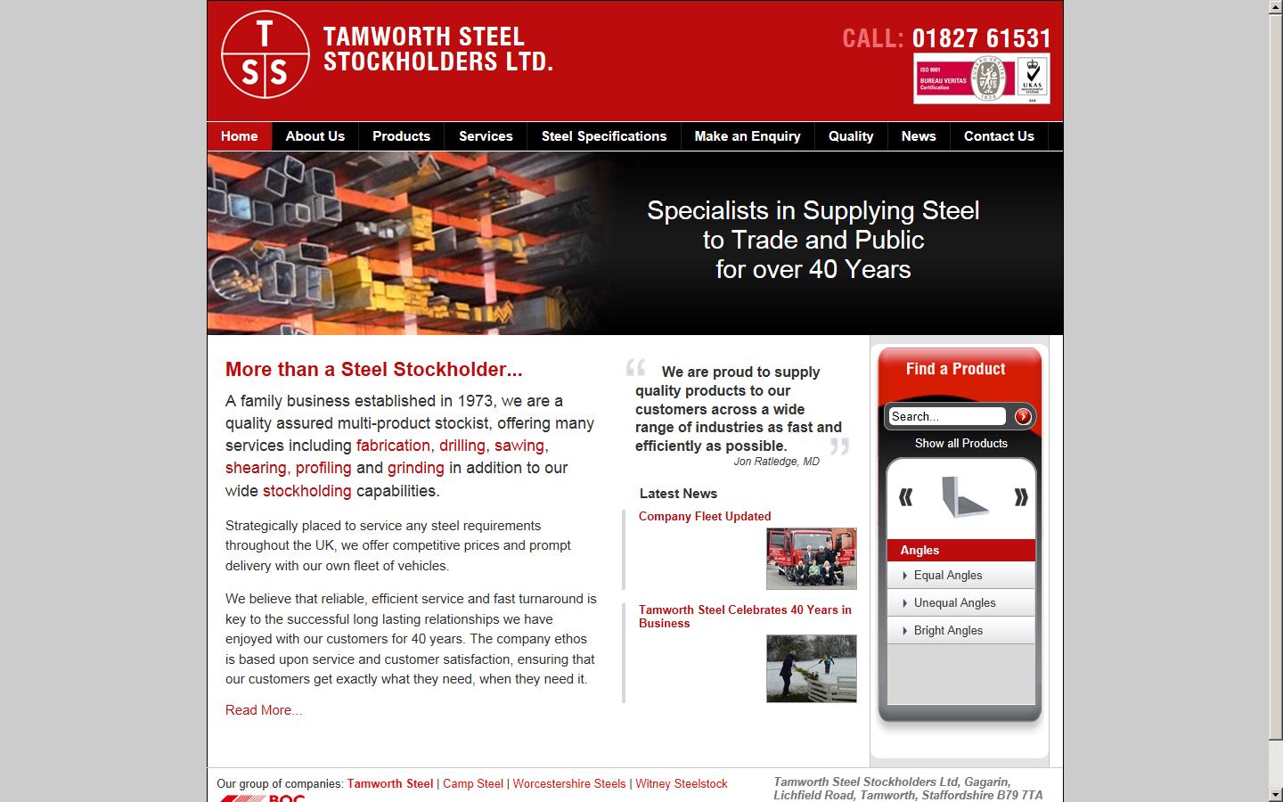 Tamworth Steel Stockholders Ltd.  Website