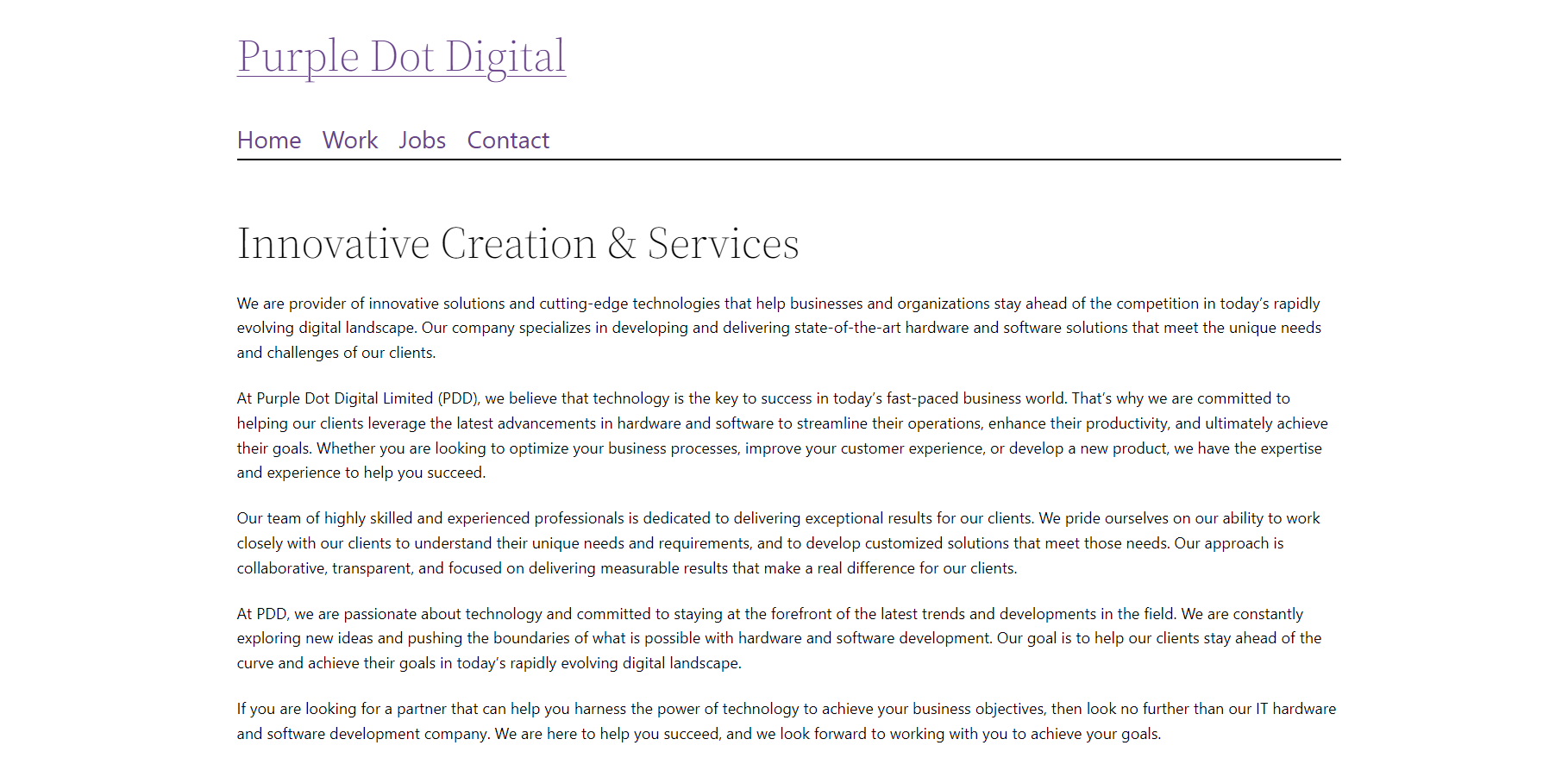 PURPLE DOT DIGITAL LIMITED Website