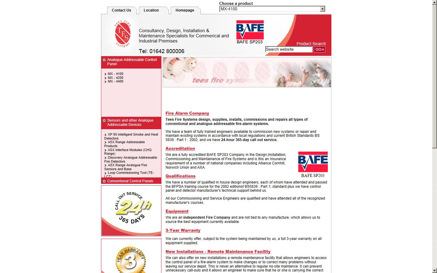Tees Fire Systems Ltd Website