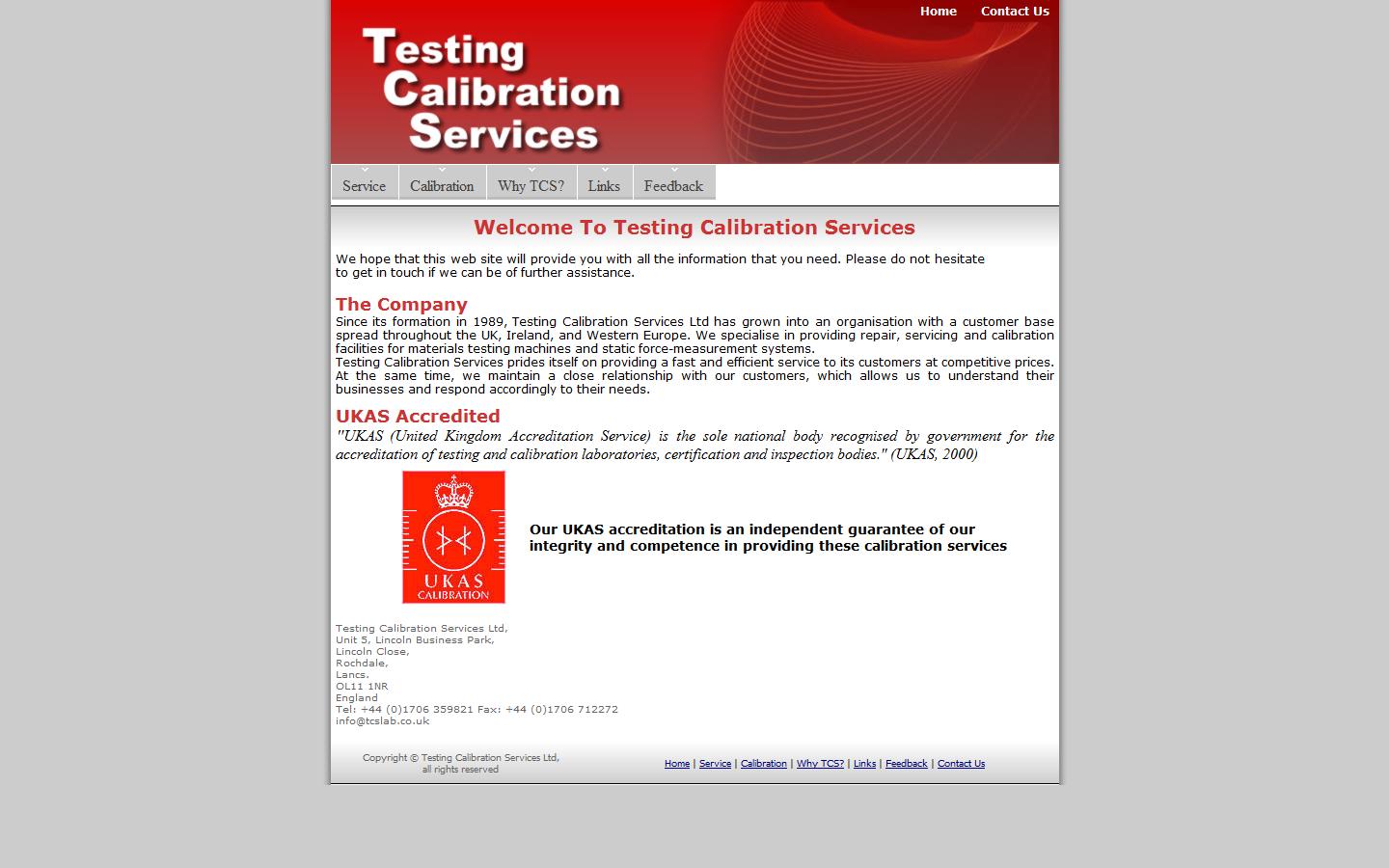 Testing Calibration Services Ltd Website