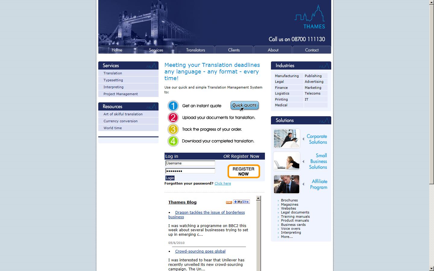 Thames Translations International Ltd  Website