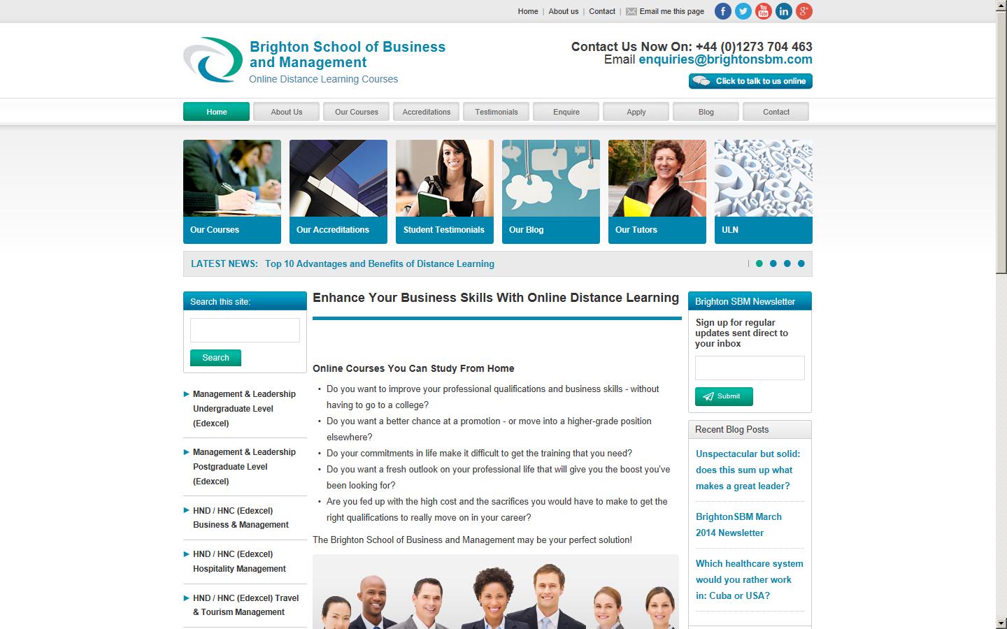 Brighton School of Business and Management Website