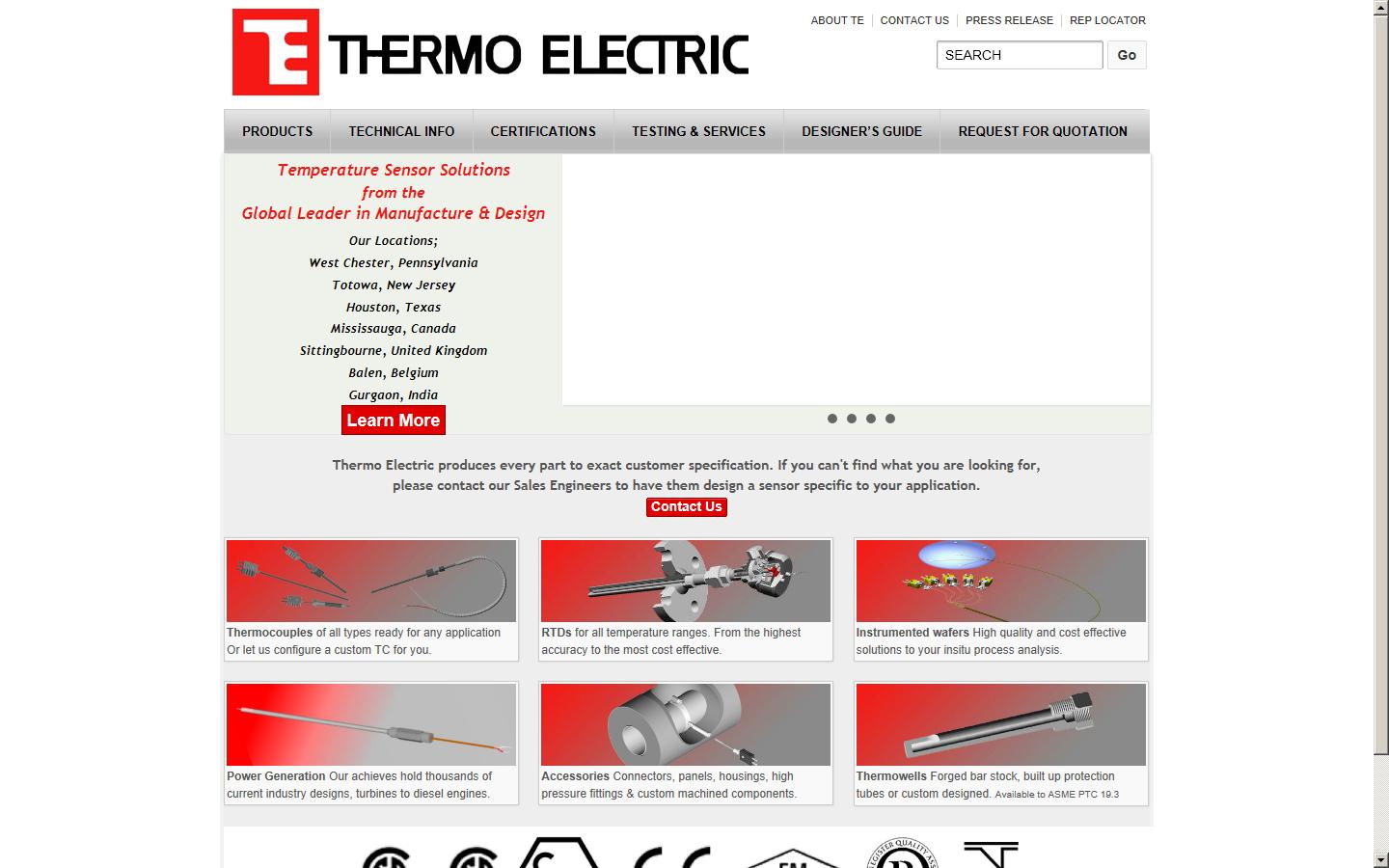 Thermo Electric Company UK Ltd. Website