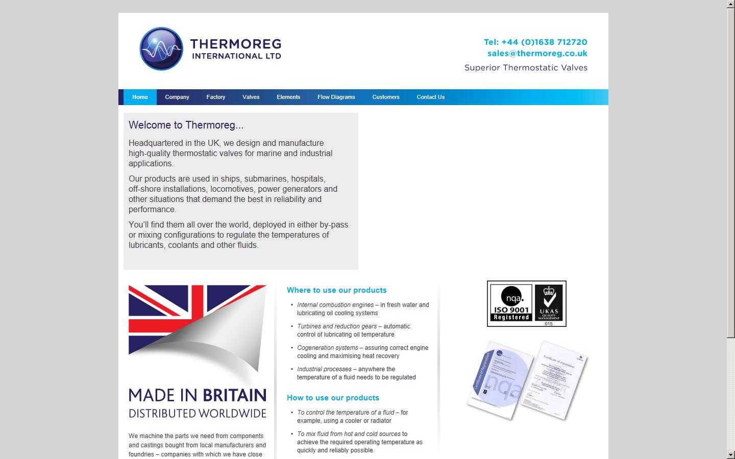 Thermoreg International Ltd Website