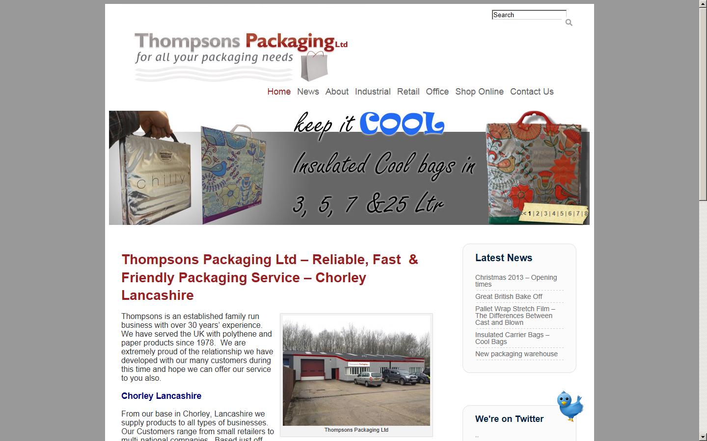 Thompson&rsquo;s Packaging Ltd Website