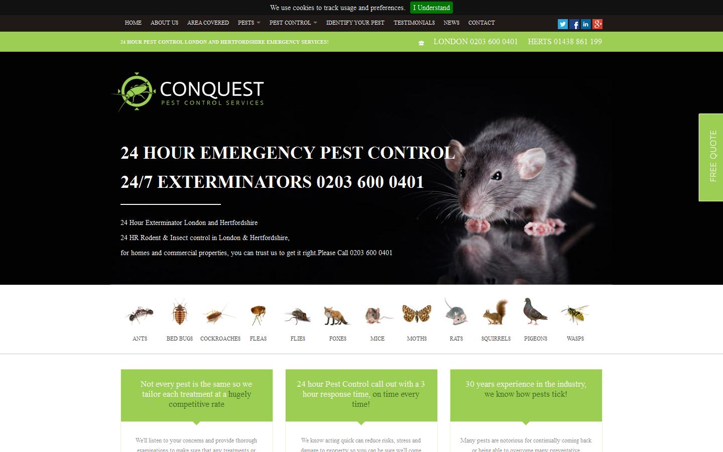 Conquest Pest Control Services Ltd Website