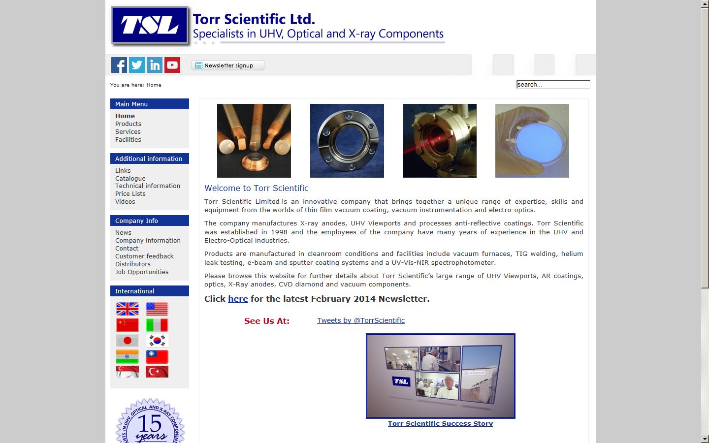 Torr Scientific Ltd  Website