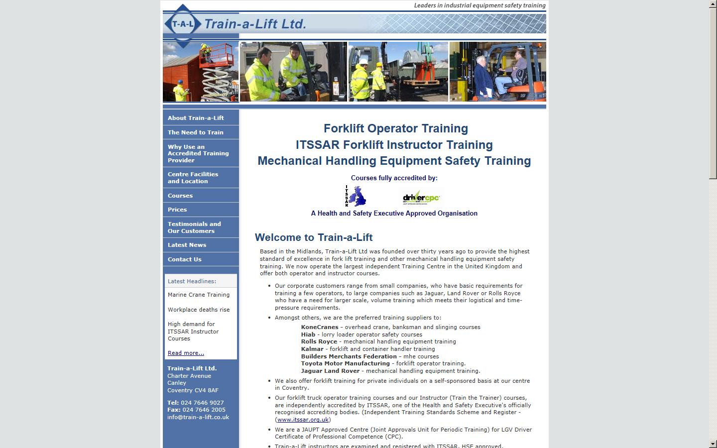 Train-a-Lift Limited Website