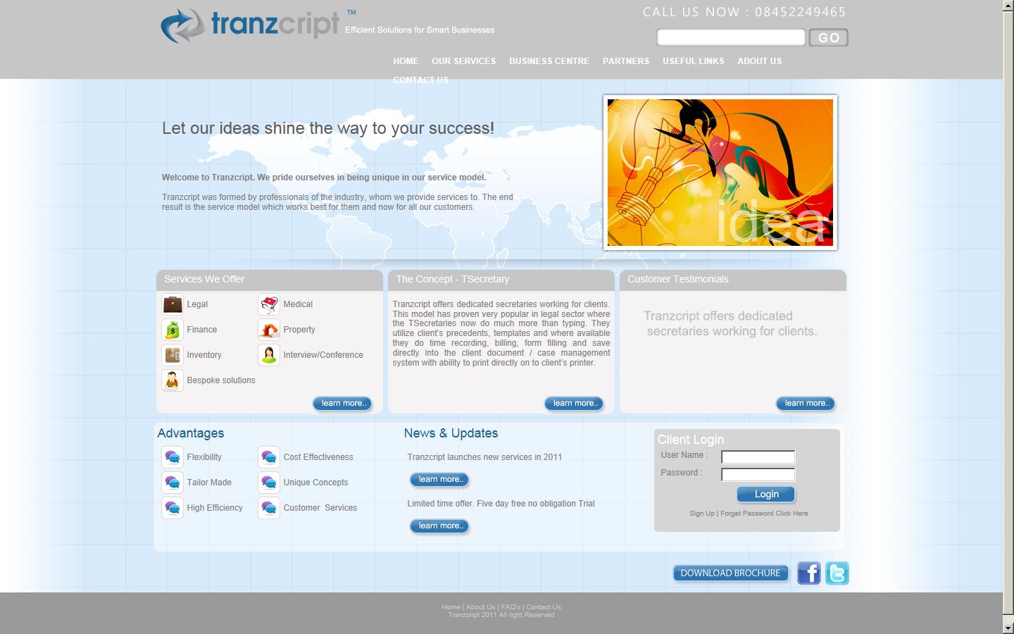 Tranzcript Ltd Website