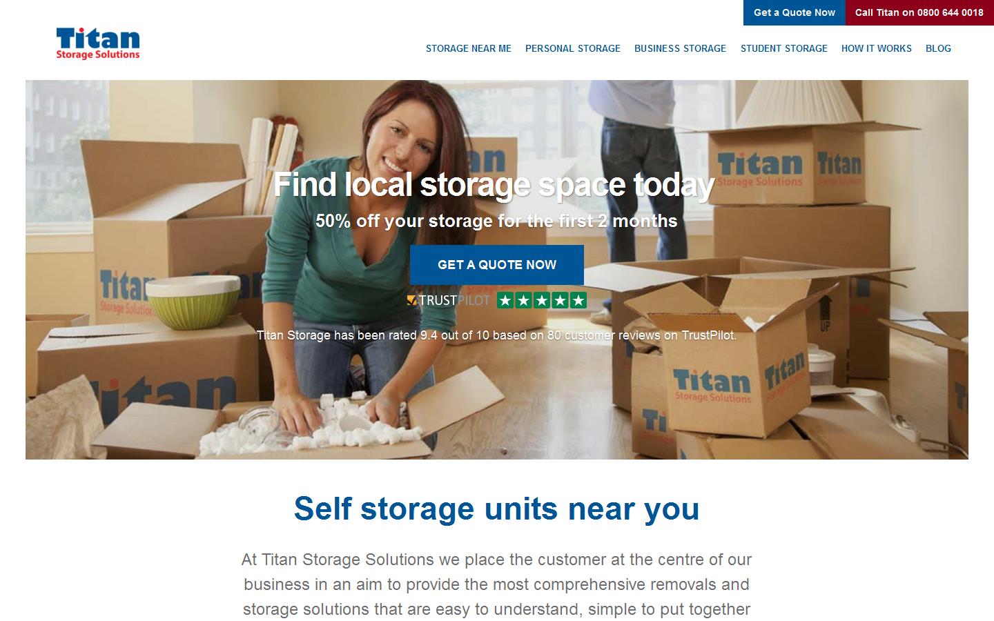 Titan Self Storage Website