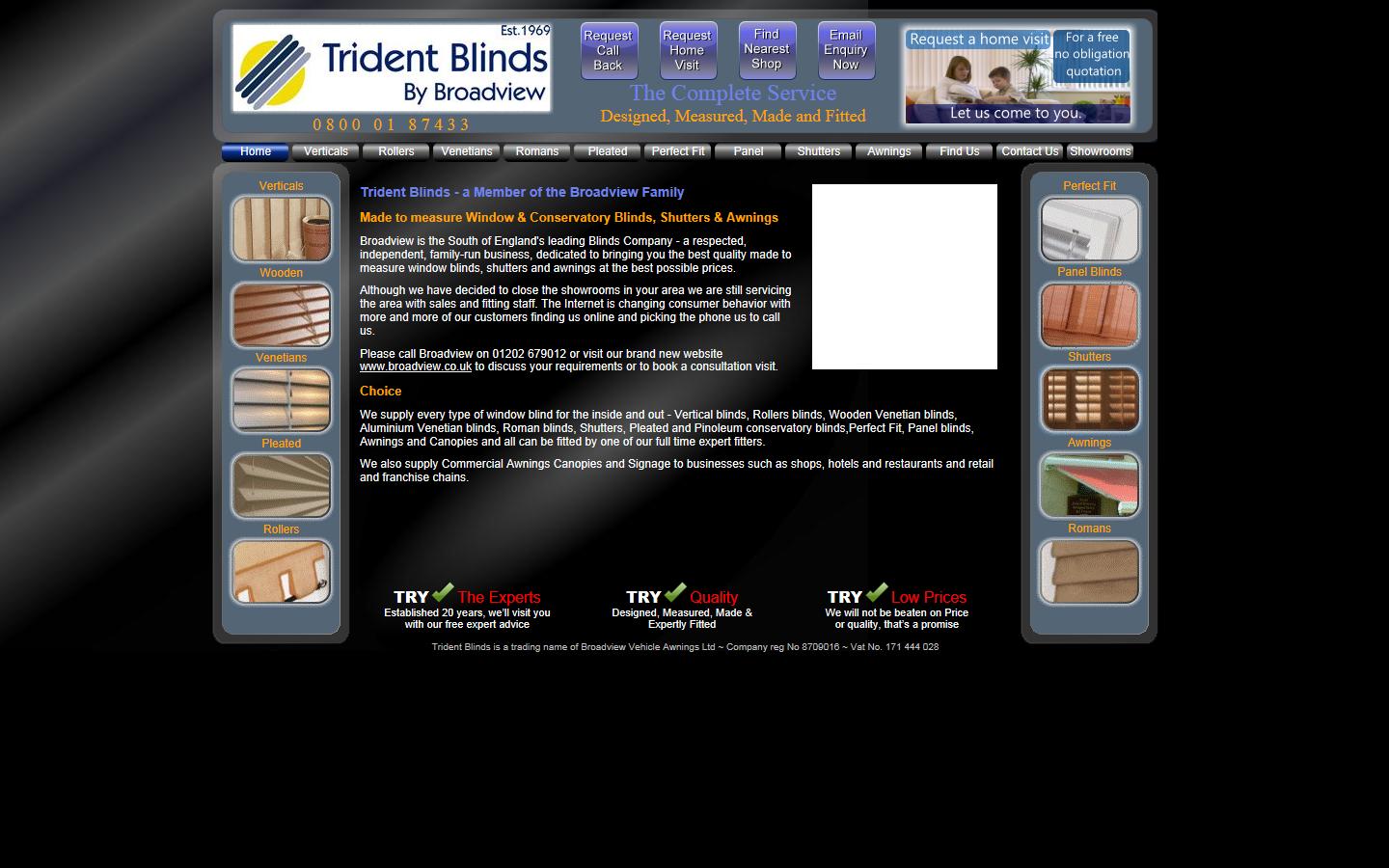 Trident Blinds Ltd  Website