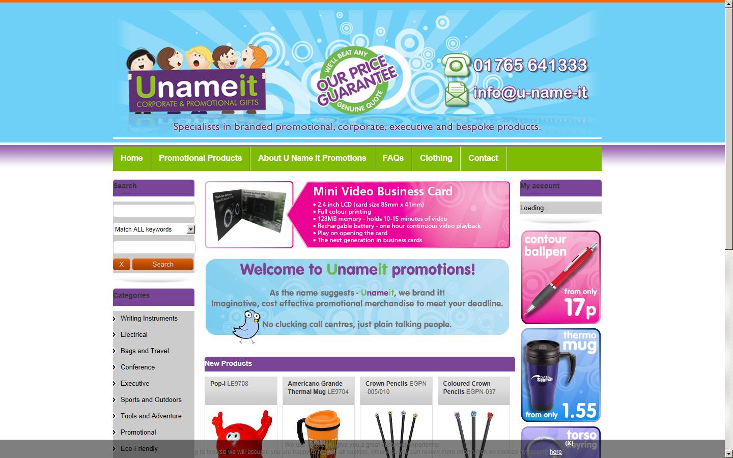 U Name It Promotions Website