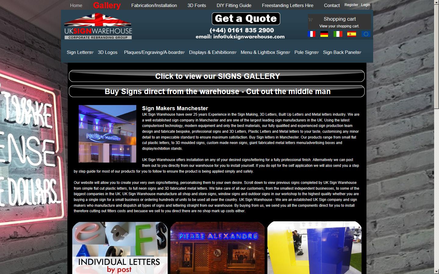 UK Sign Warehouse  Website
