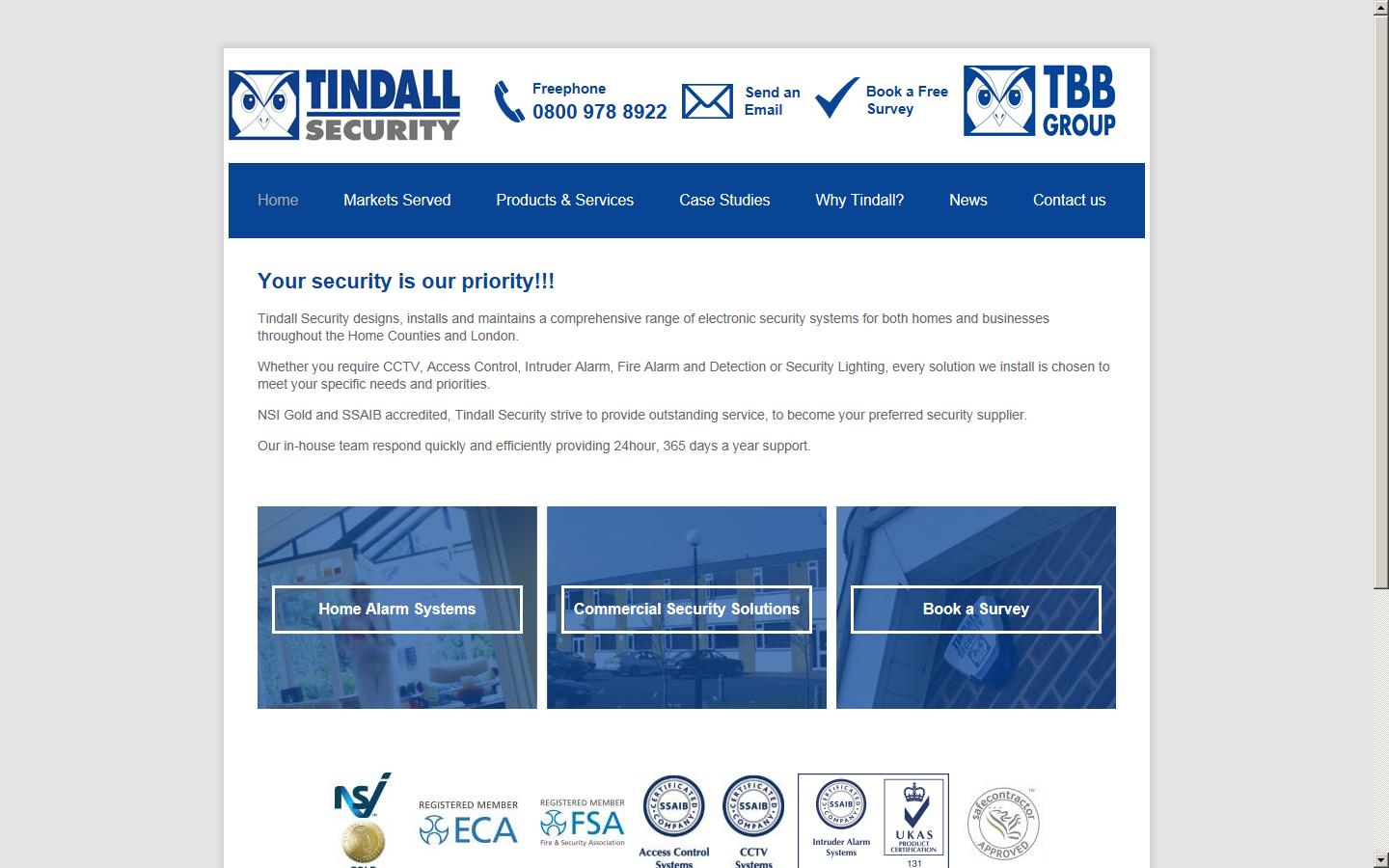 Tindall Security Limited Website