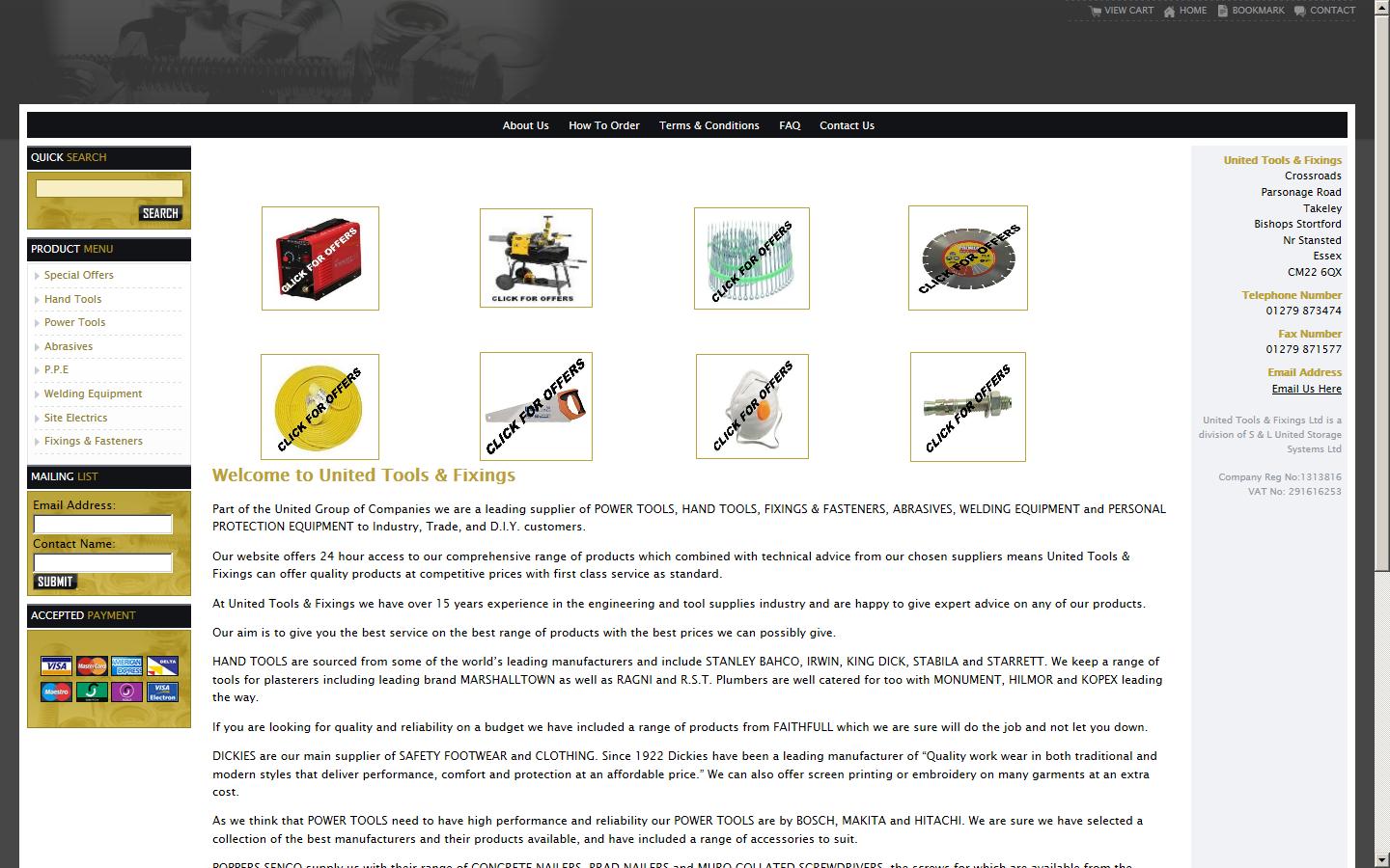United Tools & Fixings Website
