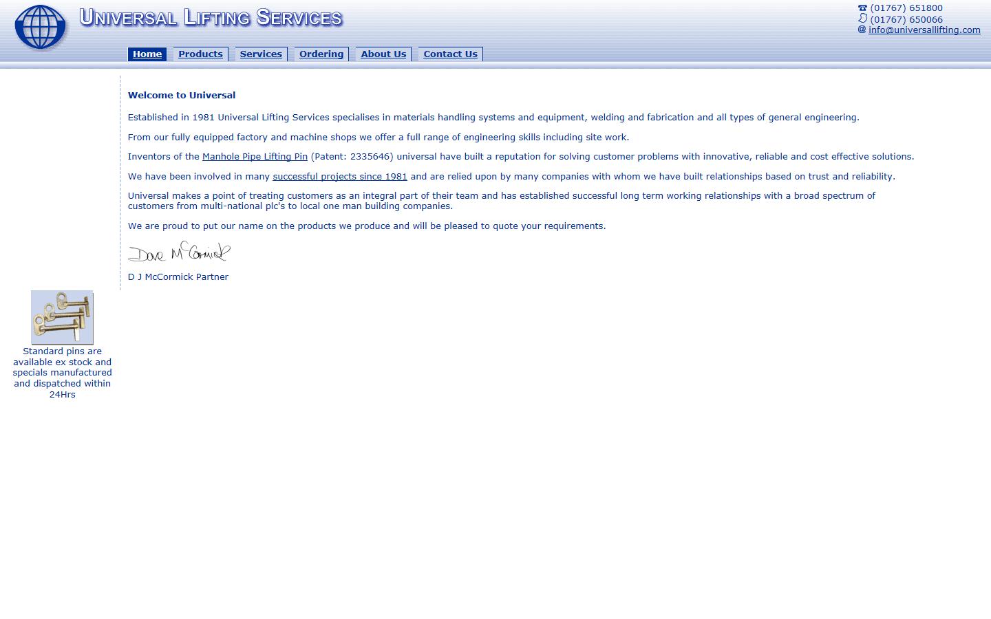 Universal Lifting Services Website