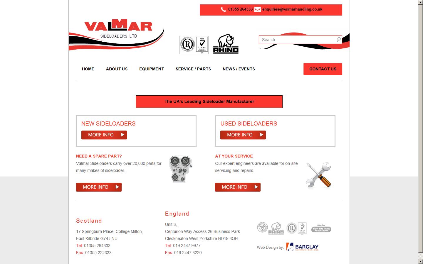Valmar Handling Systems Ltd Website