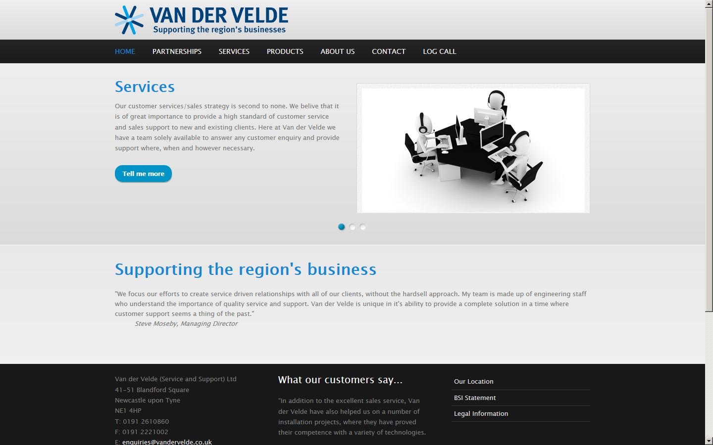 Van der Velde (Service and Support) Ltd Website