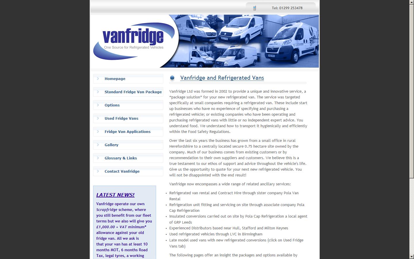 Vanfridge Ltd Website