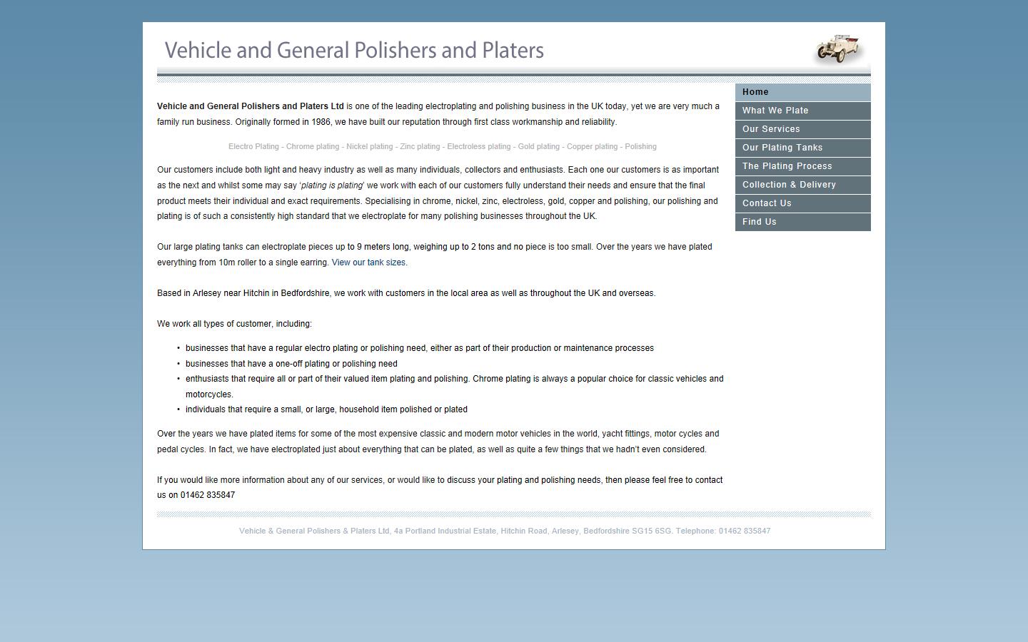 Vehicle & General Polishers & Platers Ltd Website