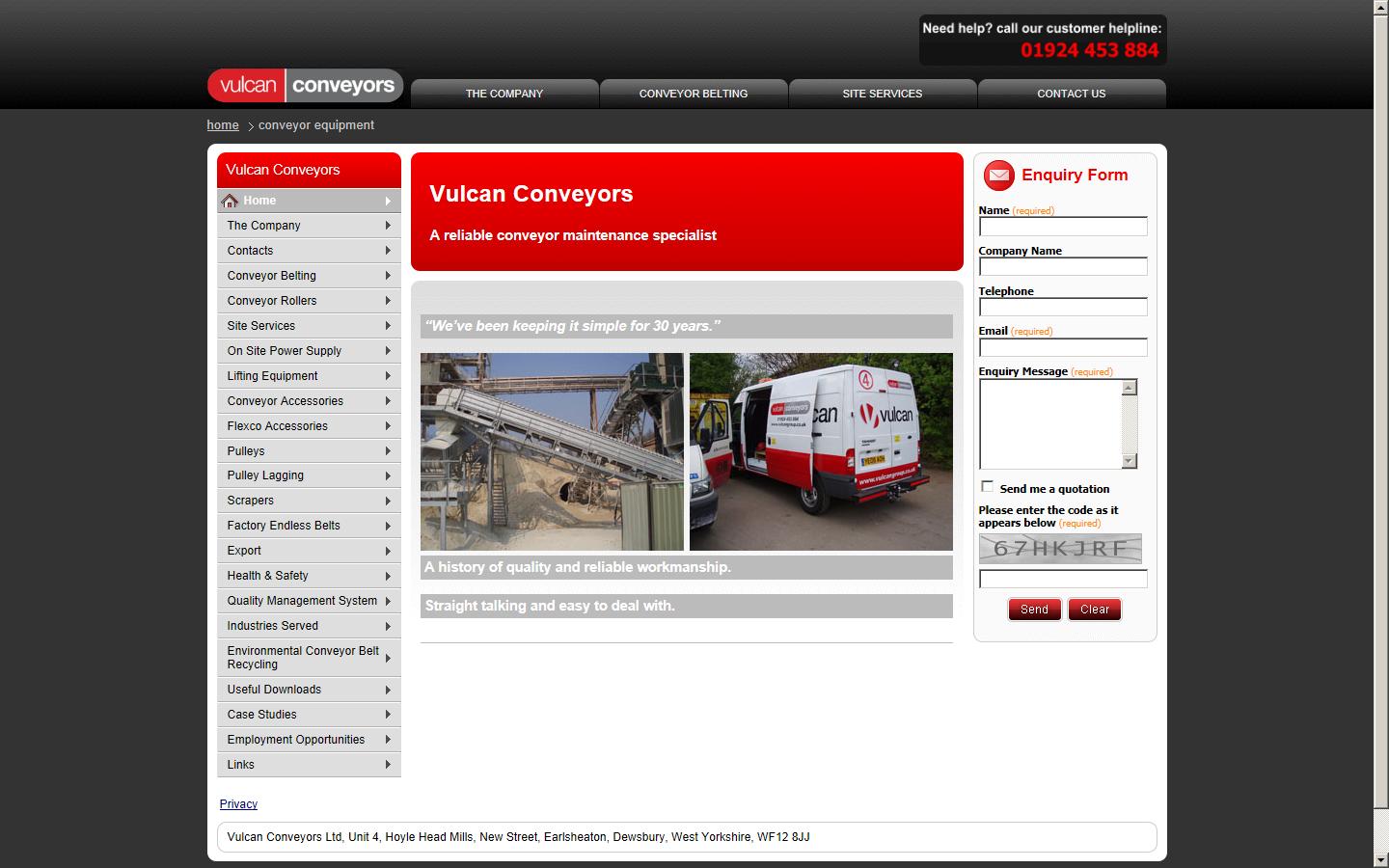 Vulcan Conveyors Ltd Website