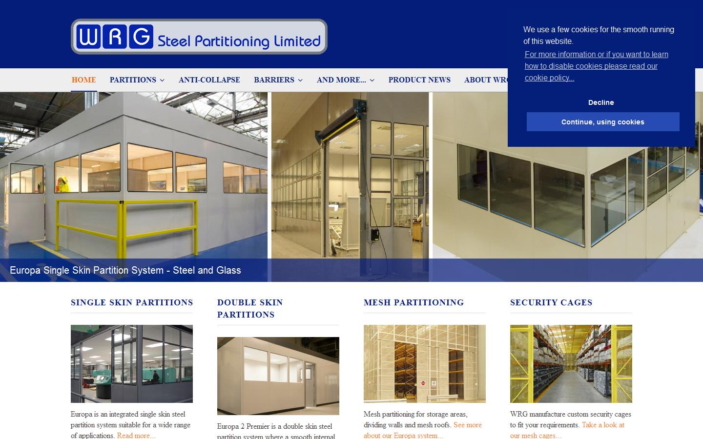 WRG Steel Partitioning Ltd Website