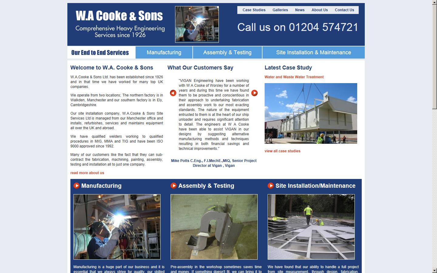 W.A. Cooke & Sons Engineers Ltd Website