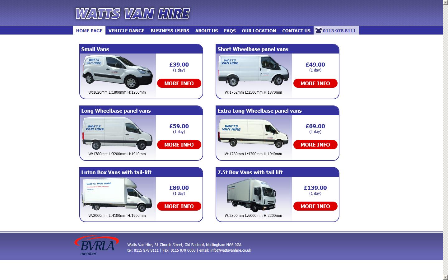Watts Van Hire Website