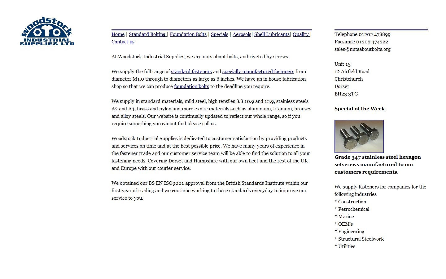 Woodstock Industrial Supplies Limited Website