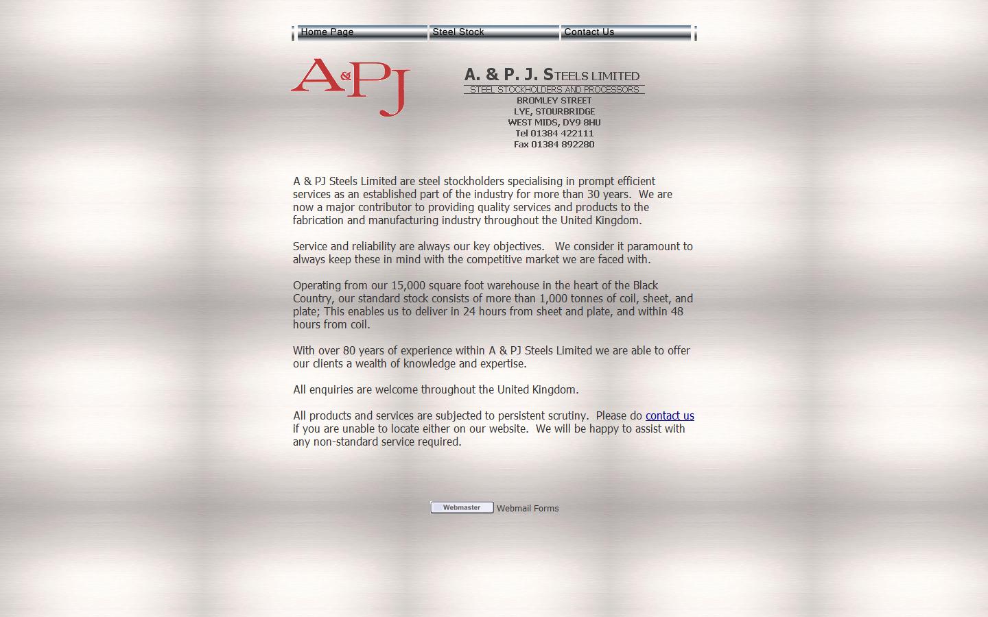 A & P J Steels Ltd. Website