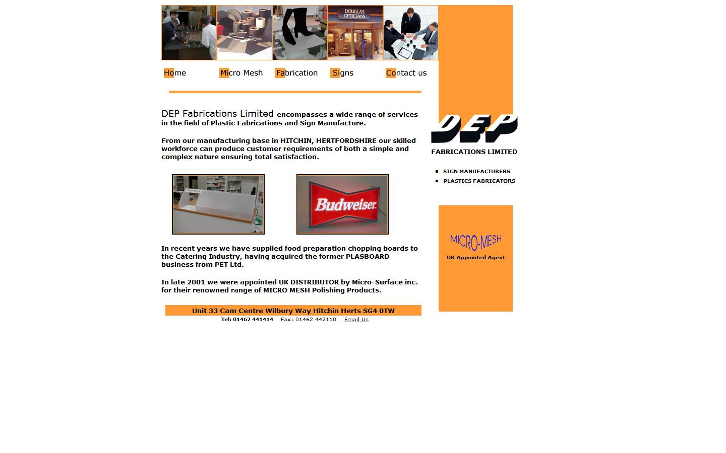 DEP Fabrications Website
