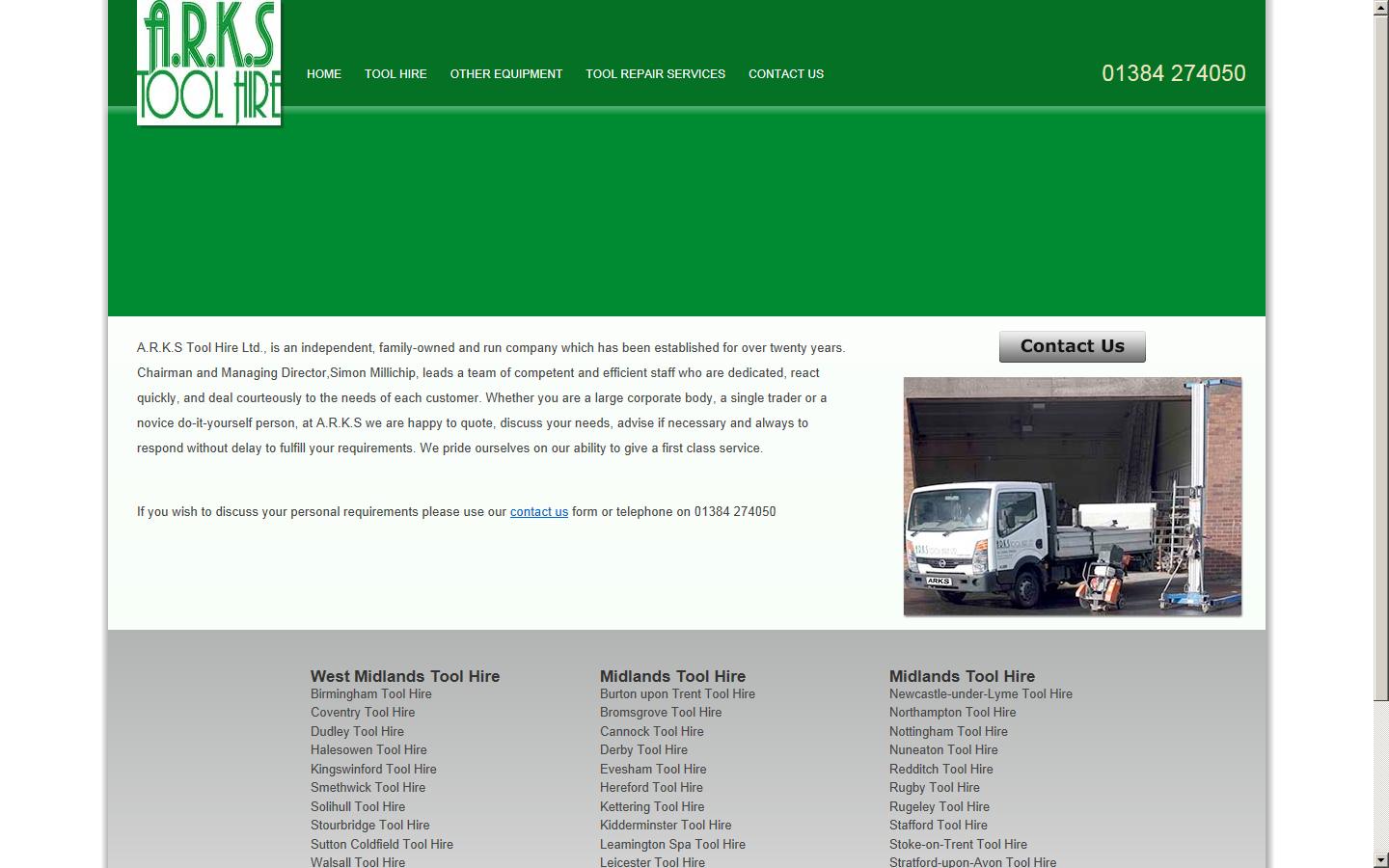A.R.K.S Tool Hire Ltd. Website