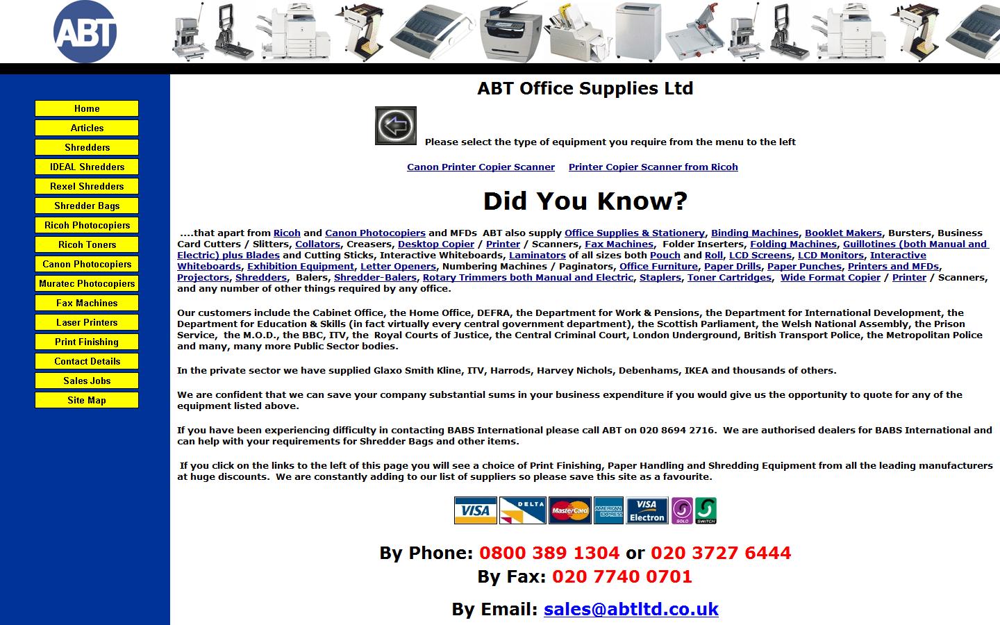 ABT Office Supplies Ltd Website