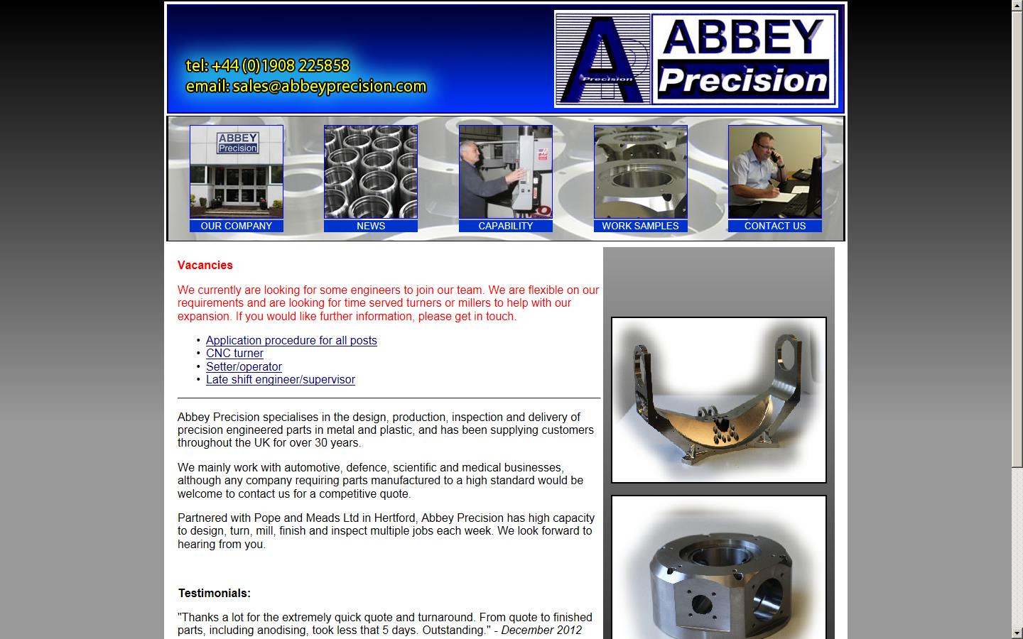 Abbey Precision Ltd. Website