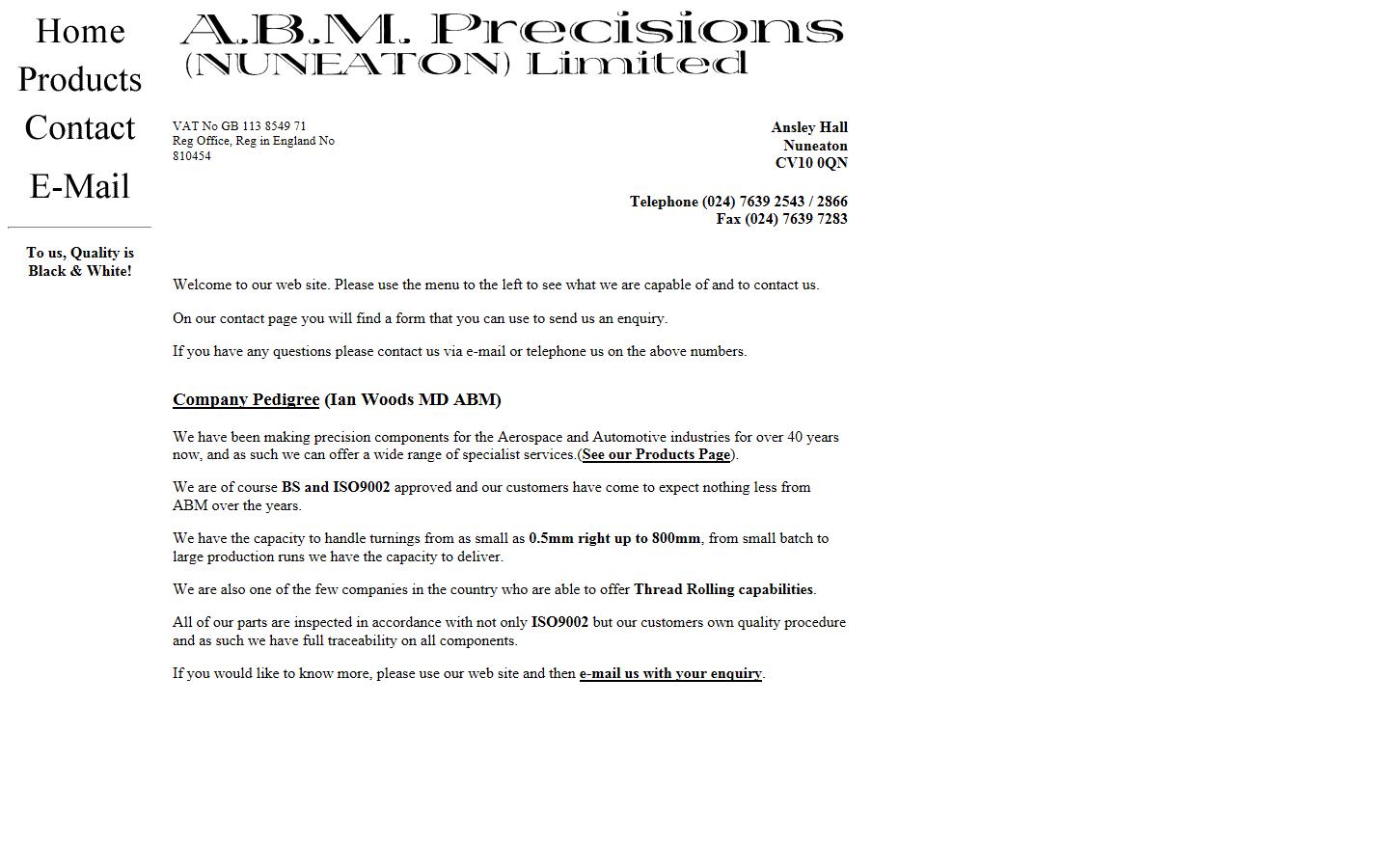 ABM Precisions Ltd  Website