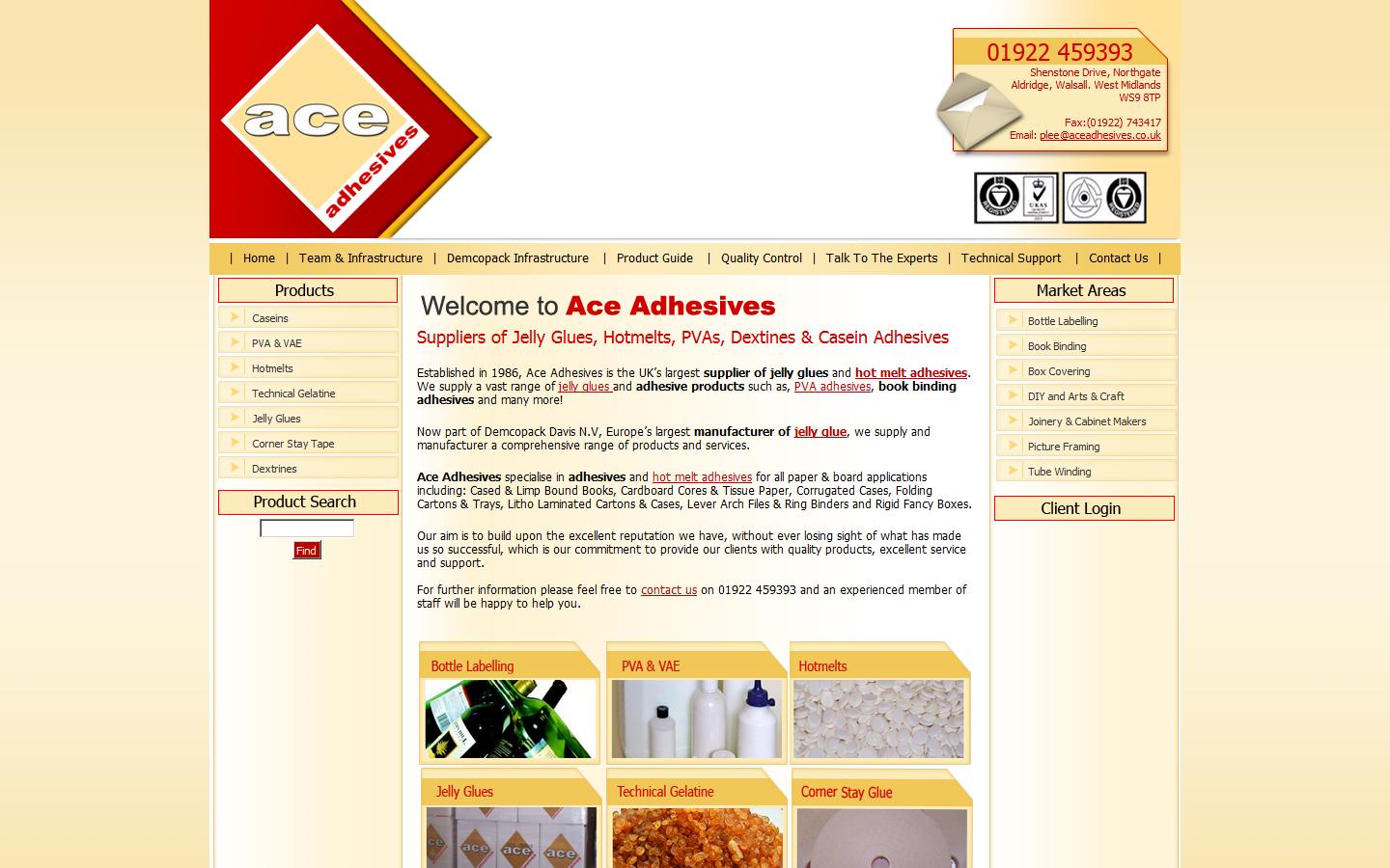 ACE Adhesives Website