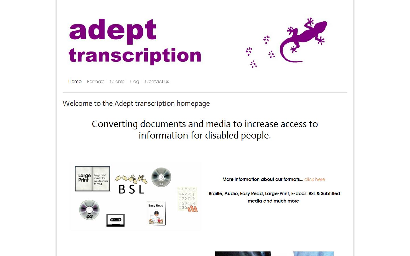 Adept Transcription Ltd Website