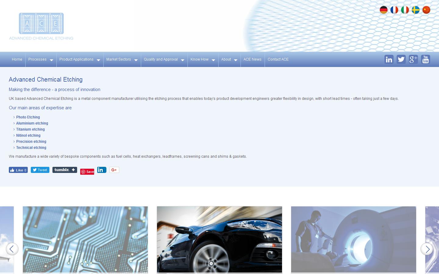 Advanced Chemical Etching Ltd (ACE) Website