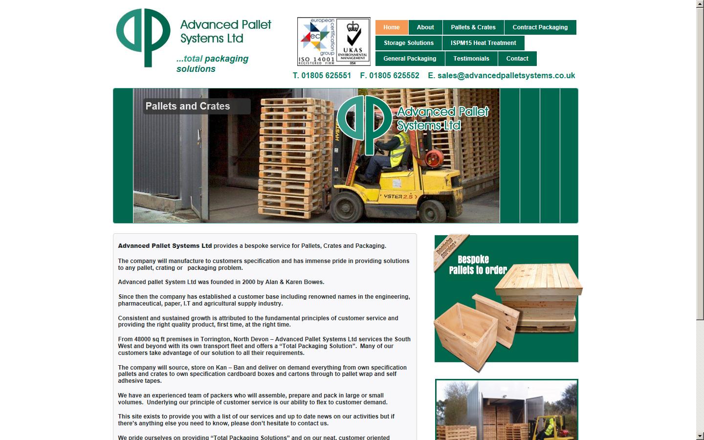 Advanced Pallet Systems Ltd Website