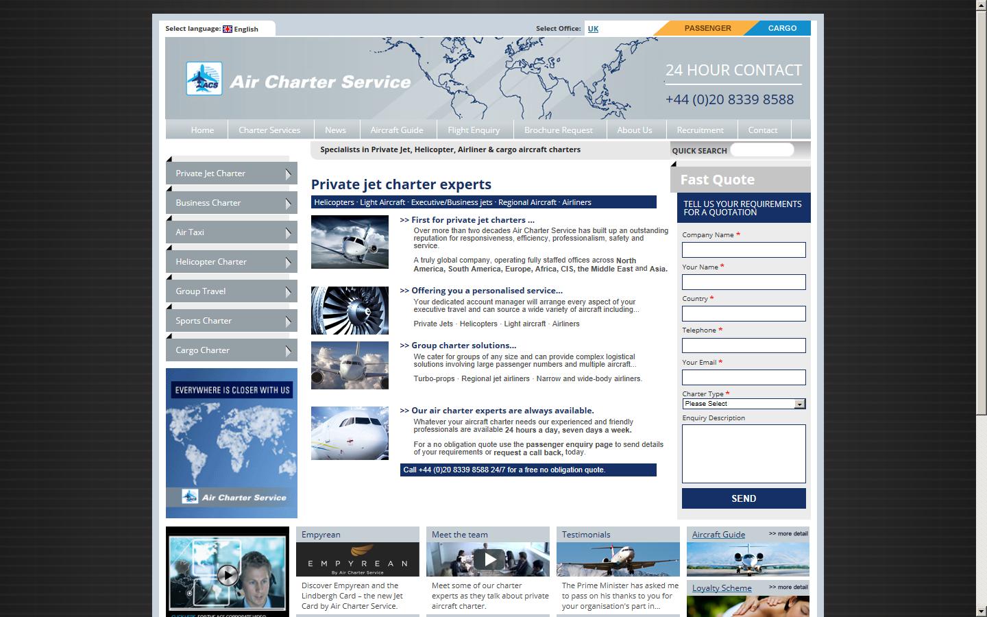 Air Charter Service Plc Website
