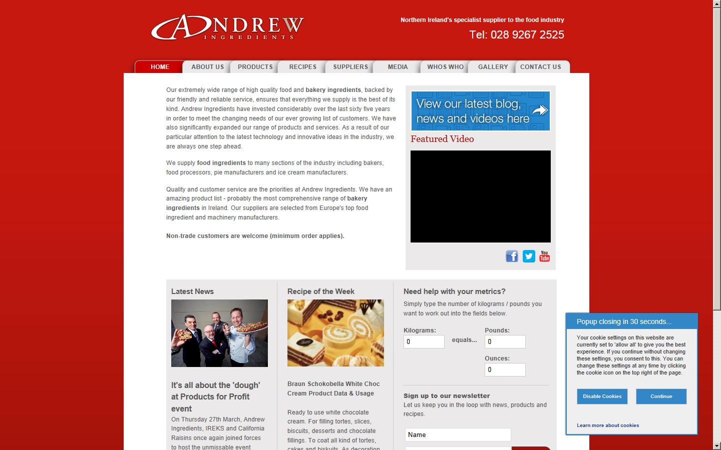Andrew Ingredients Ltd Website