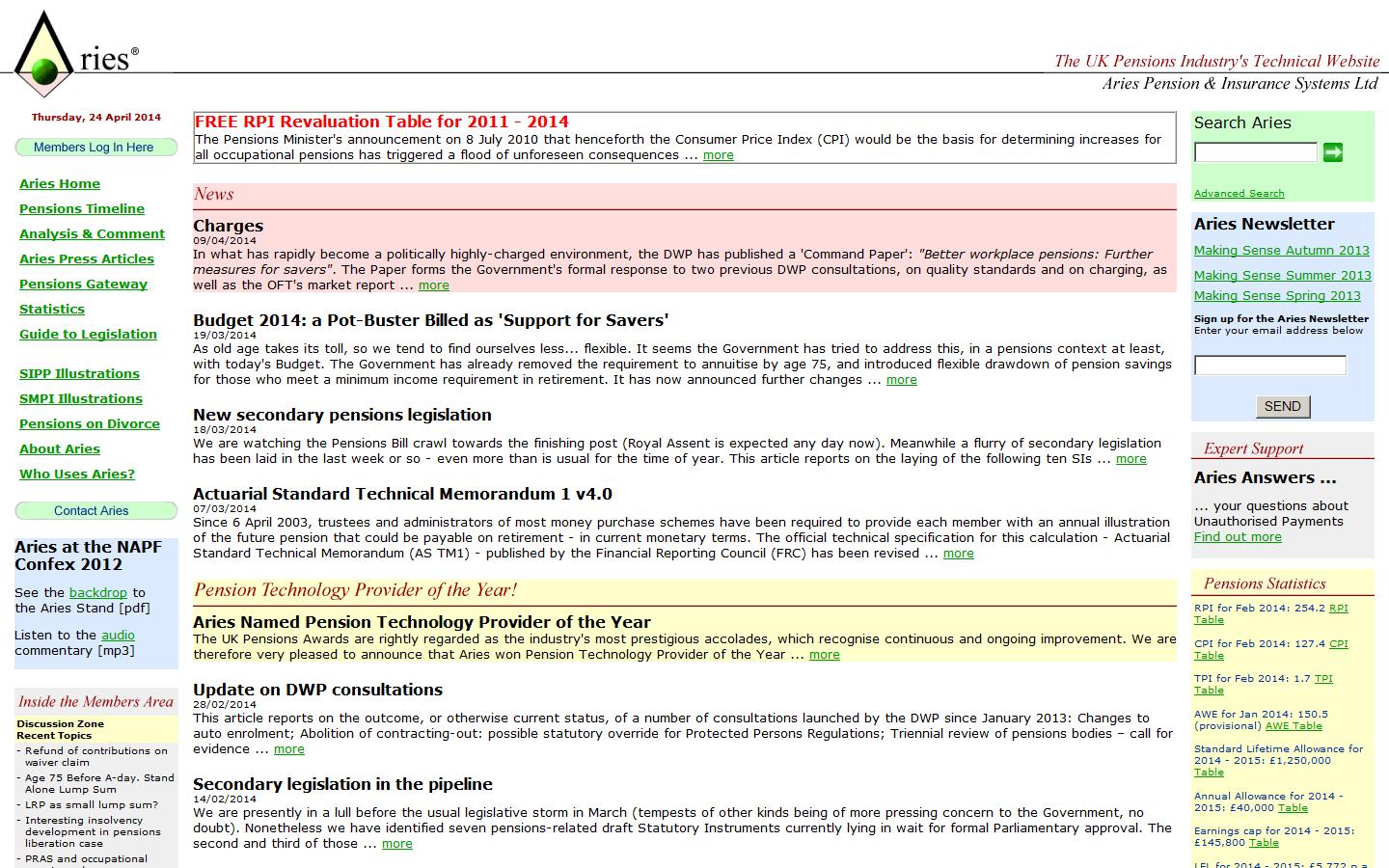 Aries Pension & Insurance Systems Ltd Website