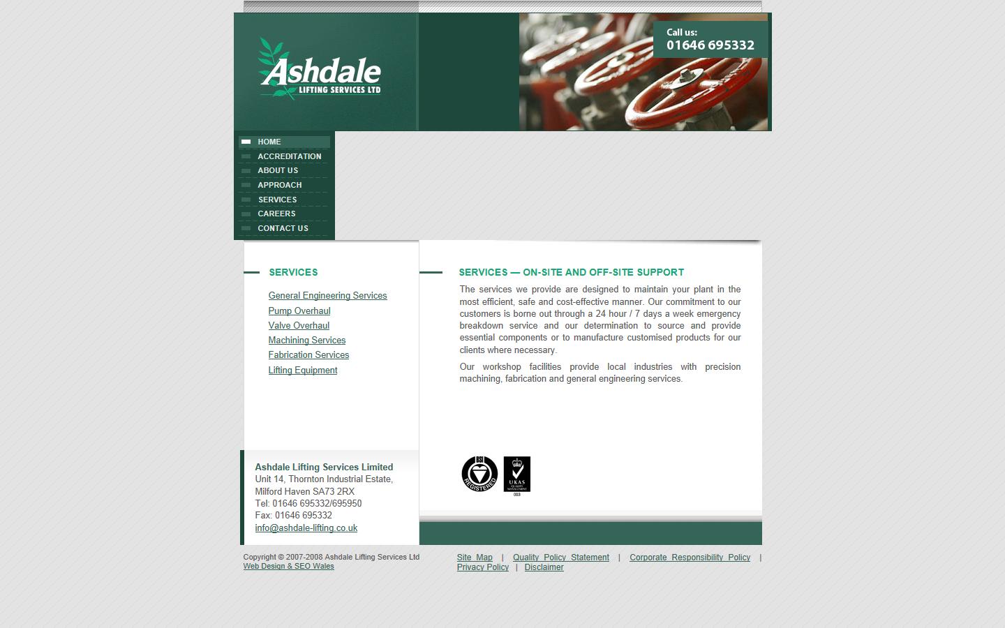 Ashdale Lifting Services Ltd Website