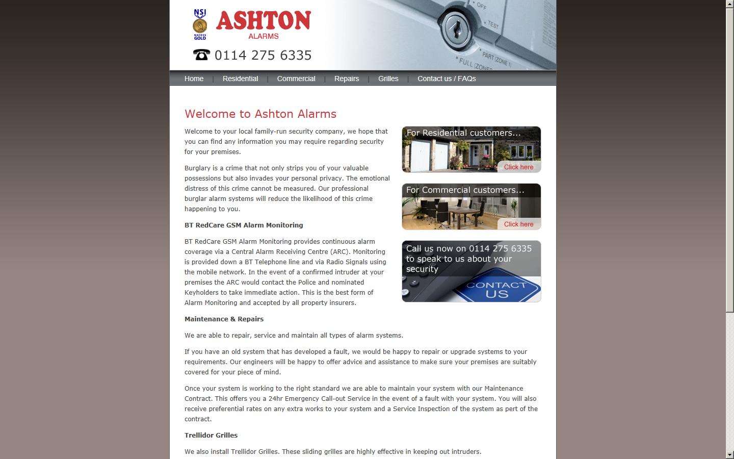 Ashton Alarms Ltd Website