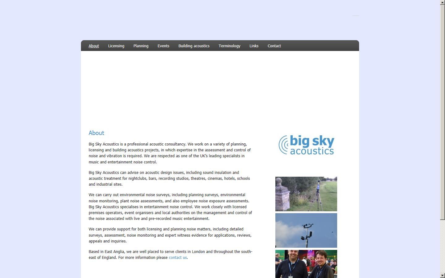 Big Sky Acoustics Website