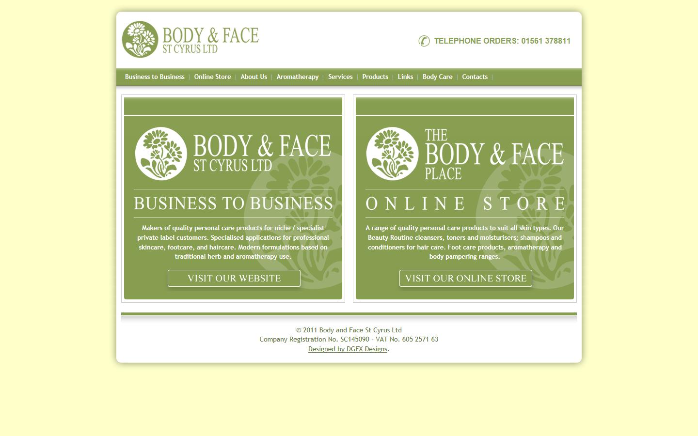 Body & Face St Cyrus Ltd Website