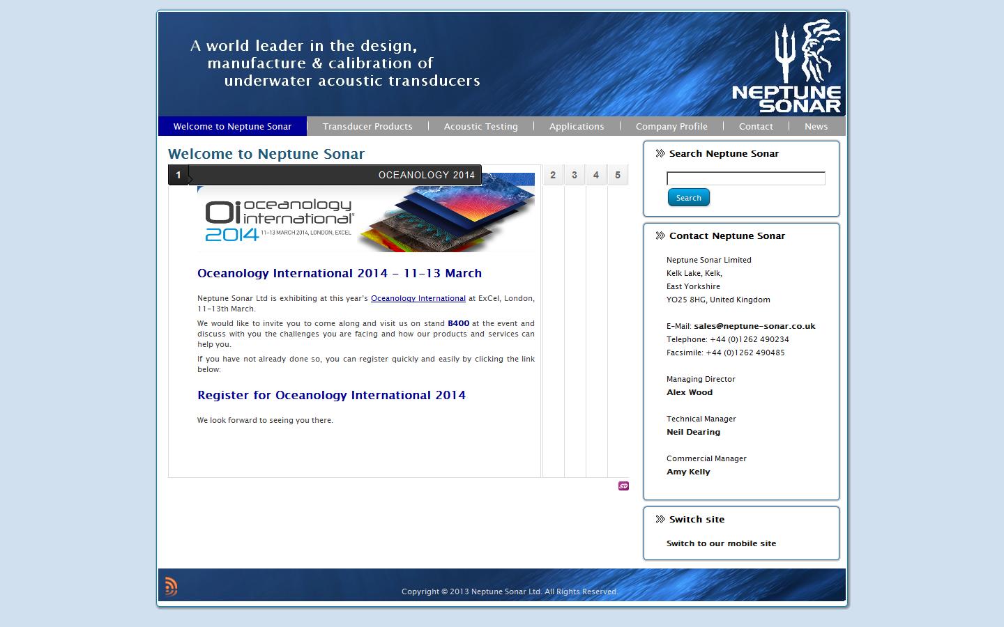 Neptune Sonar Ltd Website
