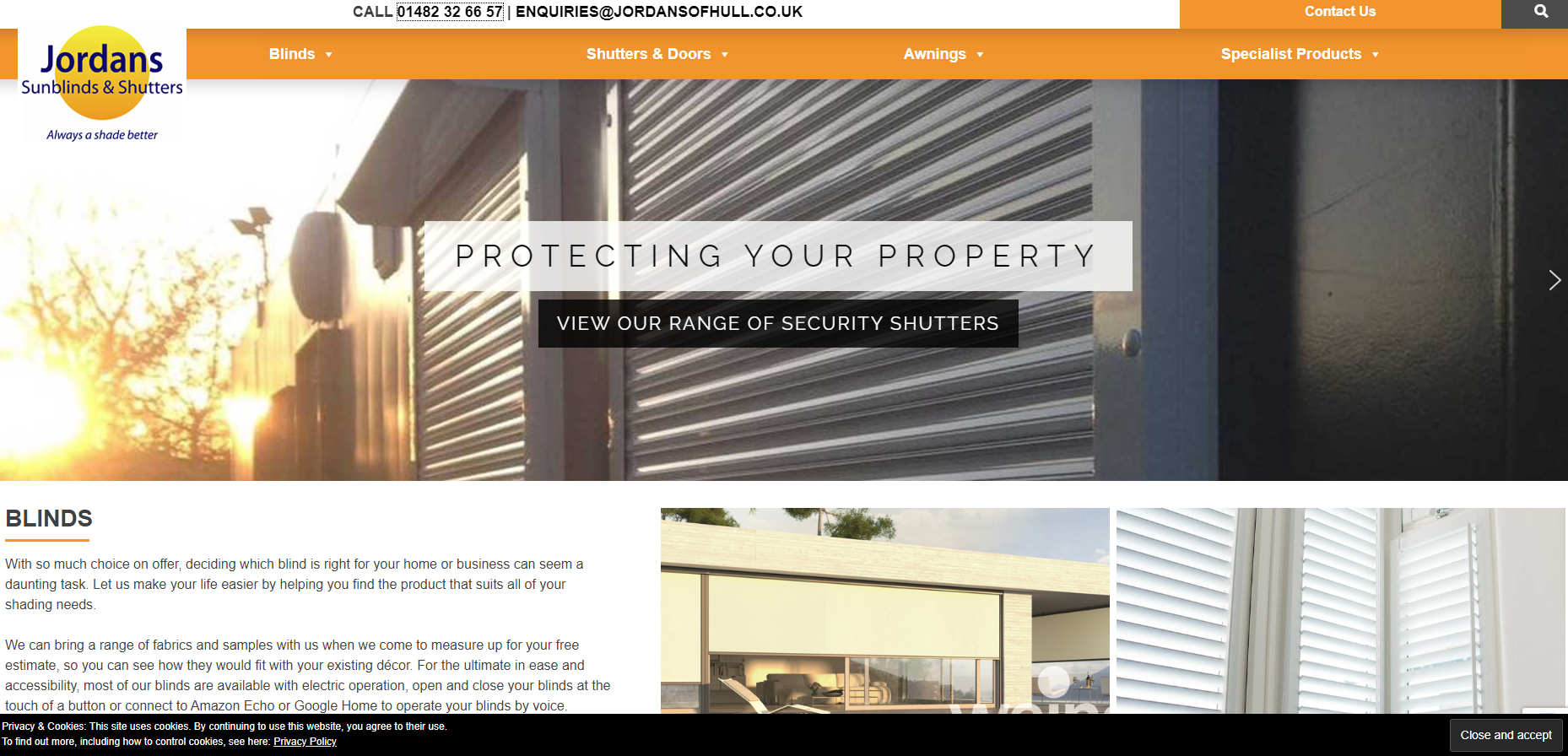 Jordans Blinds & Shutters Website