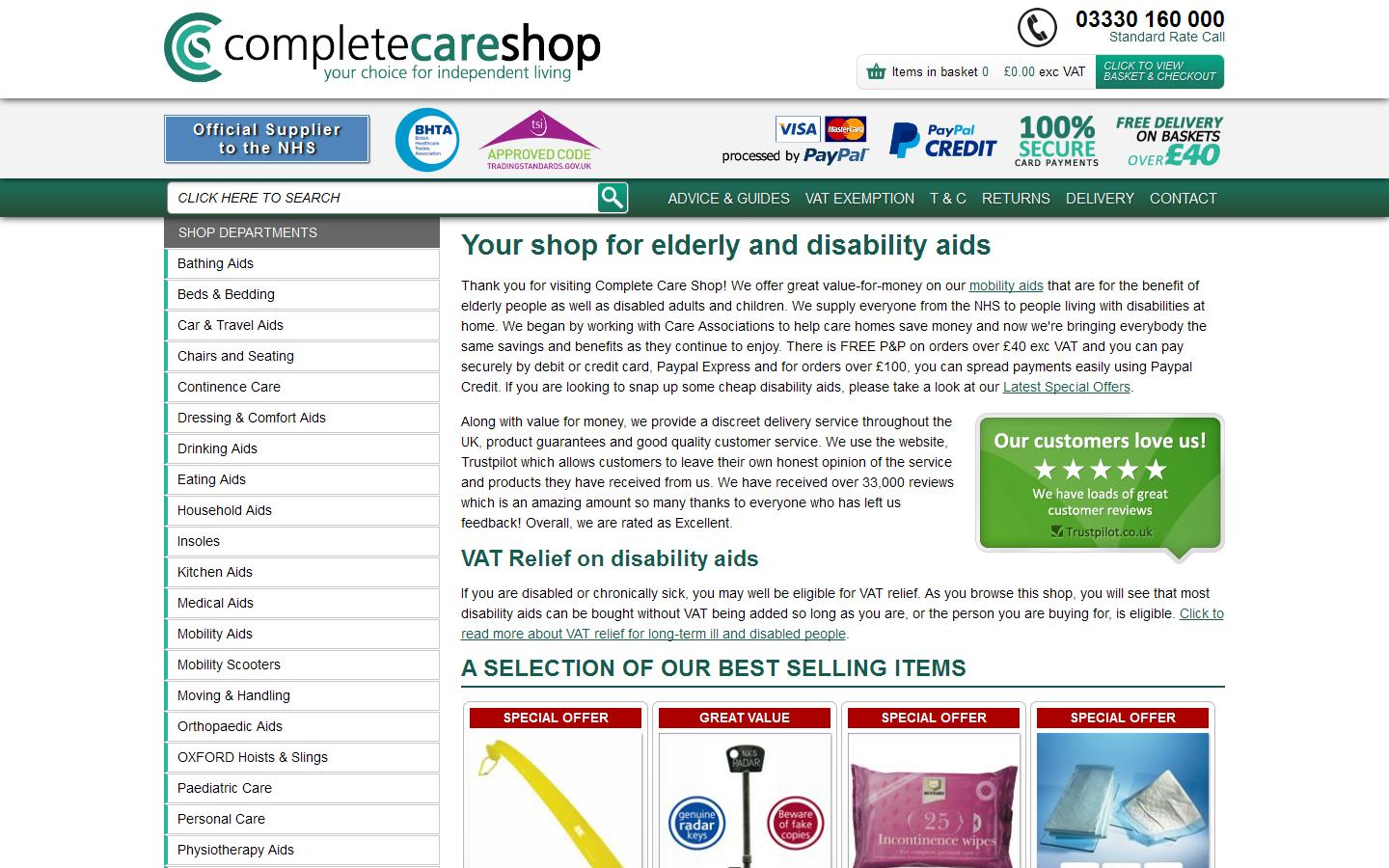Complete Care Shop Website